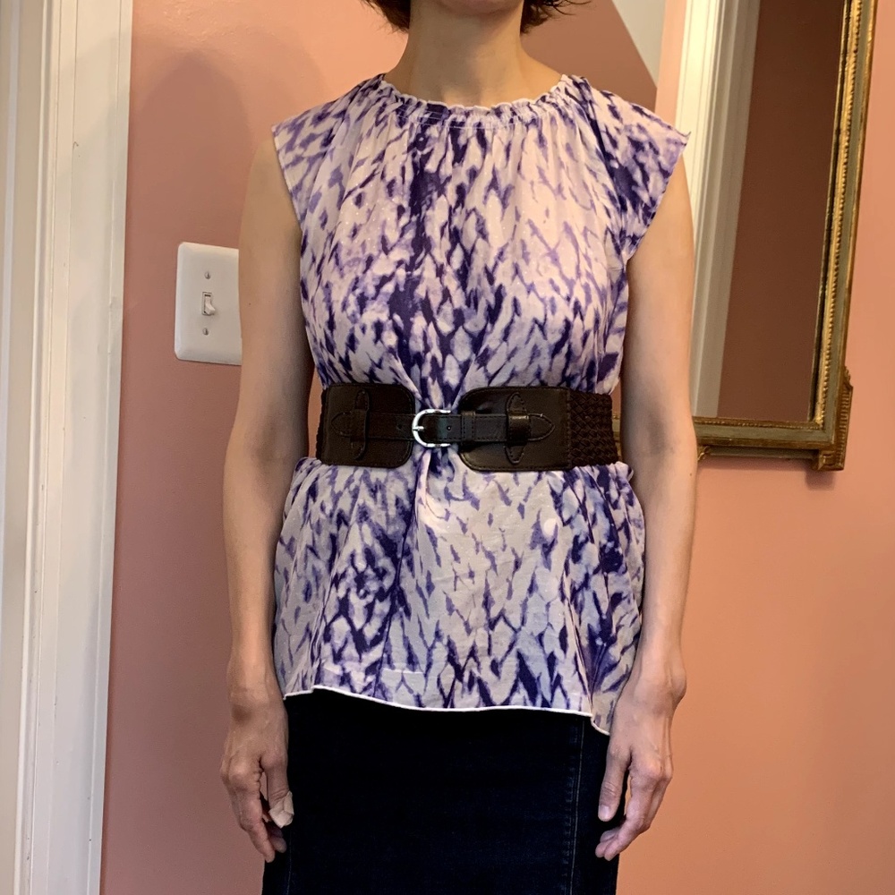 Cotton Silk Blend Short Sleeved Purple Blouse NWT - Picture 3 of 7